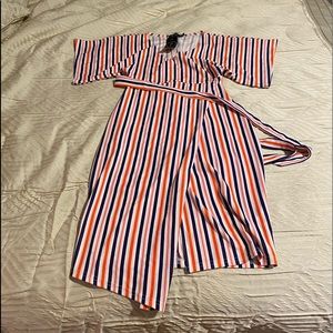 Boohoo Stripe Wrap Dress